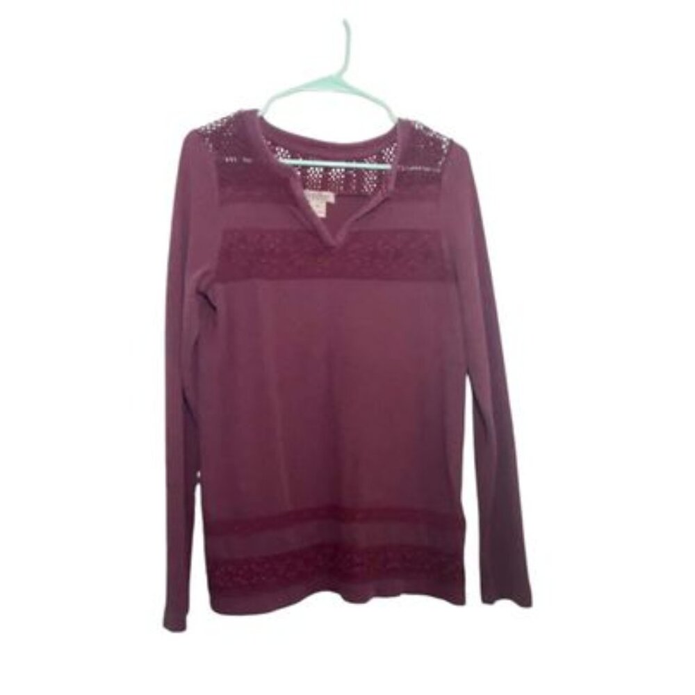 Lucky Brand Longsleeve with Floral Embroidered Size Medium